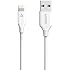 Anker PowerLine 3ft Apple MFi Certified Lightning to USB Cable Sturdy Charging Cord for iPhone 5/5s/5c 6/6s Plus, iPad mini/Air/Pro iPod touch(White)
