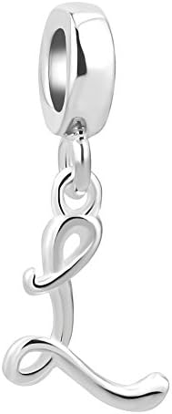 Letter Charm Initial A-Z Alphabet Beads Silver Charm for European Bracelets&Necklaces