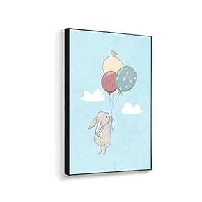 Framed Canvas Wall Art for Living Room, Bedroom Cartoon Bunny Canvas Prints for Home Decoration Ready to Hanging - 16x24 inches