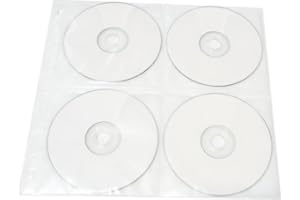 DYCICA 25-Pack 8 Disc CD DVD Poly Sleeves 3 Ring Binder Pages - 200 Disc Capacity (White), for Oversized Binders Only