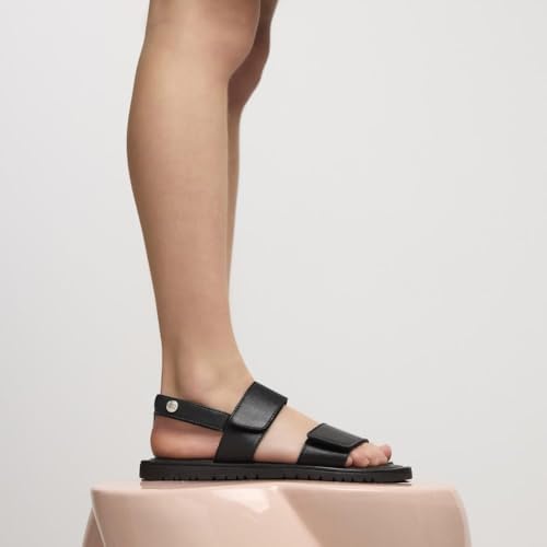 | Sandalias planas REHOBOTH| Zapato piel| Cierre ajustable niña|Negro|Talla 27