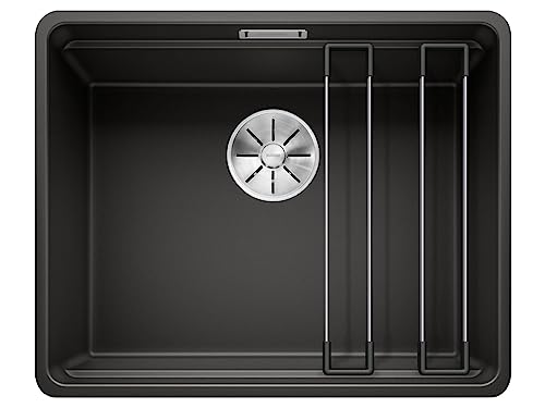 BLANCO ETAGON 500-F | Granitspüle aus SILGRANIT schwarz | Einbauart: Flächenbündig | für 60 cm breite Unterschränke | Systemkonzept mit vielseitig verwendbaren ETAGON-Schienen | [52,7x42,7x21,2 cm]