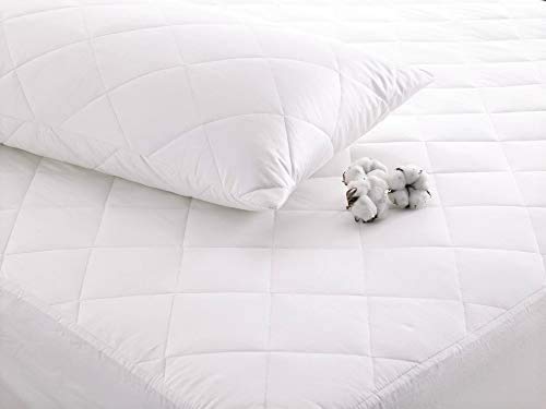 Cuddledown 100% Pure Cotton Quilted Mattress Protector - Anti-Allergy, Machine Washable (Cot Size 60x120cm)