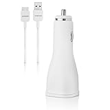 Samsung Car Charger and USB 3.0 5-Feet Cable For Galaxy Note 3 & Galaxy S5 - Non-Retail Packaging - White