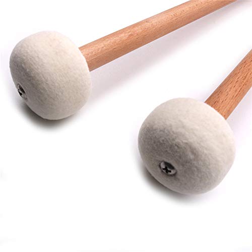 OUYAWEI Fashion for 2pcs Timpani Mallet Drumstick Felt Head Wood Handle Anti-Slip Bass Drum Sticks Indispensable Accessory for Musical Instrument - Thumbnail 2