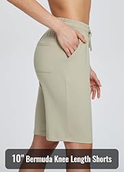 BALEAF Women's Shorts 10" Bermuda Long Running