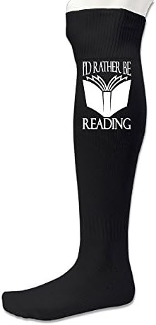 ZHONGJIANCHEN Unisex Nylon Socks For Mens Football Socks I'd Rather Be Reading Cushion Comfort Sport Crew Socks Length 43cm 1 Set/1 Pack/2 Piece