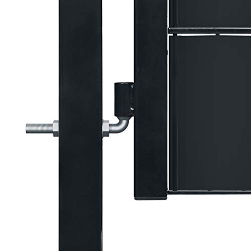 Tidyard Metall Zauntor Gartentor Hoftor Einzeltor Einfahrtstor Zaunfelder, 100x101 cm Anthrazit – Bild 4