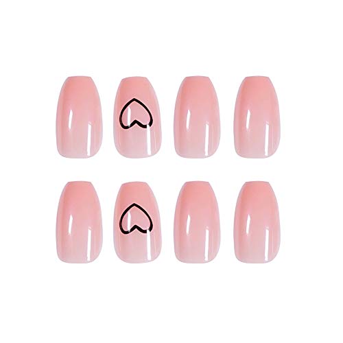 Feilisa Coffin Press On Nails Long Fake Nails Art Full Cover Pink False Nails Tips Love Style Design Nails For Women And Girls 24pcs Love Style Pricepulse