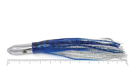Rigged Trolling Lure Marlin Tuna Mahi Dolphin Durado Wahoo Octopus Skirted Jet Head Fishing Lure-12inch - 320G (Mixed Colors Striped Blue & Silver, 12 inch)