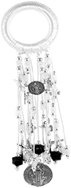 Home Blessings and Catholic Decor Religious Gifts with Saint Benedict Medal, Crucifix and Angels Specially and Originally Designed with 12 Charms./White