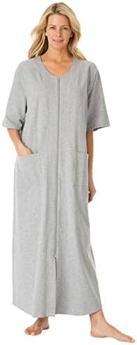 Dreams &amp; Co. Women's Plus Size Petite Long Robe Heather Grey,3X