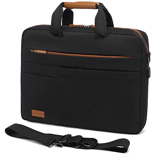 LOVEVOOK Laptoptasche 15.6 Zoll Herren Wasserdichte Laptop Tasche Aktentasche Notebooktasche für Business/Reisen/Arbeit, Schwarz