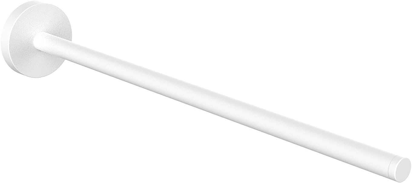 emco Round Towel Rail Single Arm for Wall Mounting I No Drilling I 30 cm I Rigid Metal Towel Rail I Holder for Towels I Matt White