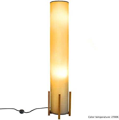 AMUMO LED Floor Lamp 52” Tall - Modern Floor Lamps for Living Room Bedrooms - Bamboo Lamps and 2 LED Bulbs - Standing Contemporary Soft Light Room Decor for Bedside - Wello White