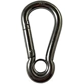 US Stainless Stainless Steel 316 Spring Hook with Eyelet Carabiner 9mm Marine Grade