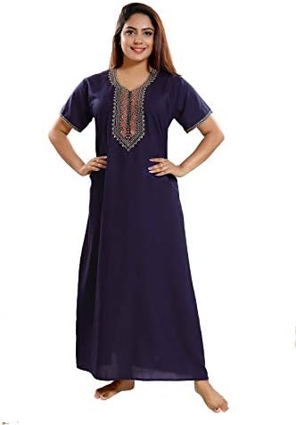 Women's Full Length Cotton Embroidery Nighty Style no.6227
