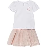 GUESS baby-girls Short Sleeve T-shirt and Sequin Skirt