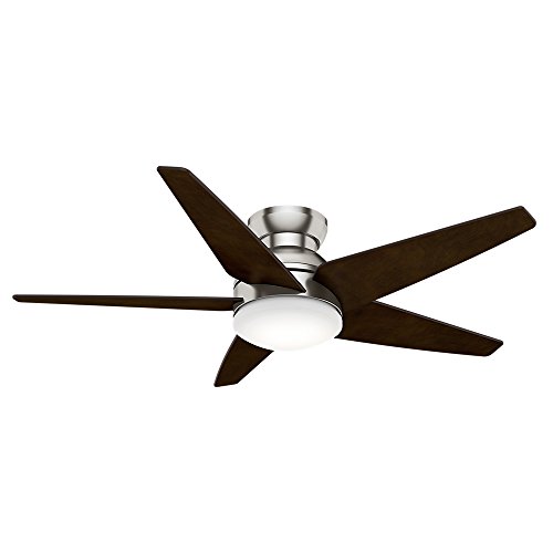 Casablanca 59022 Isotope 52-Inch 5-Blade Single Light Ceiling Fan, Brushed Nickel with Espresso Blades and Cased White Glass Bowl Light
