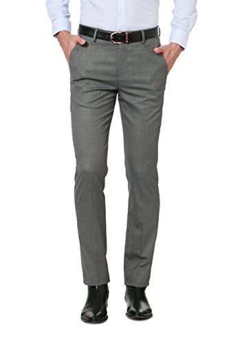 peter england men's slim fit formal trousers