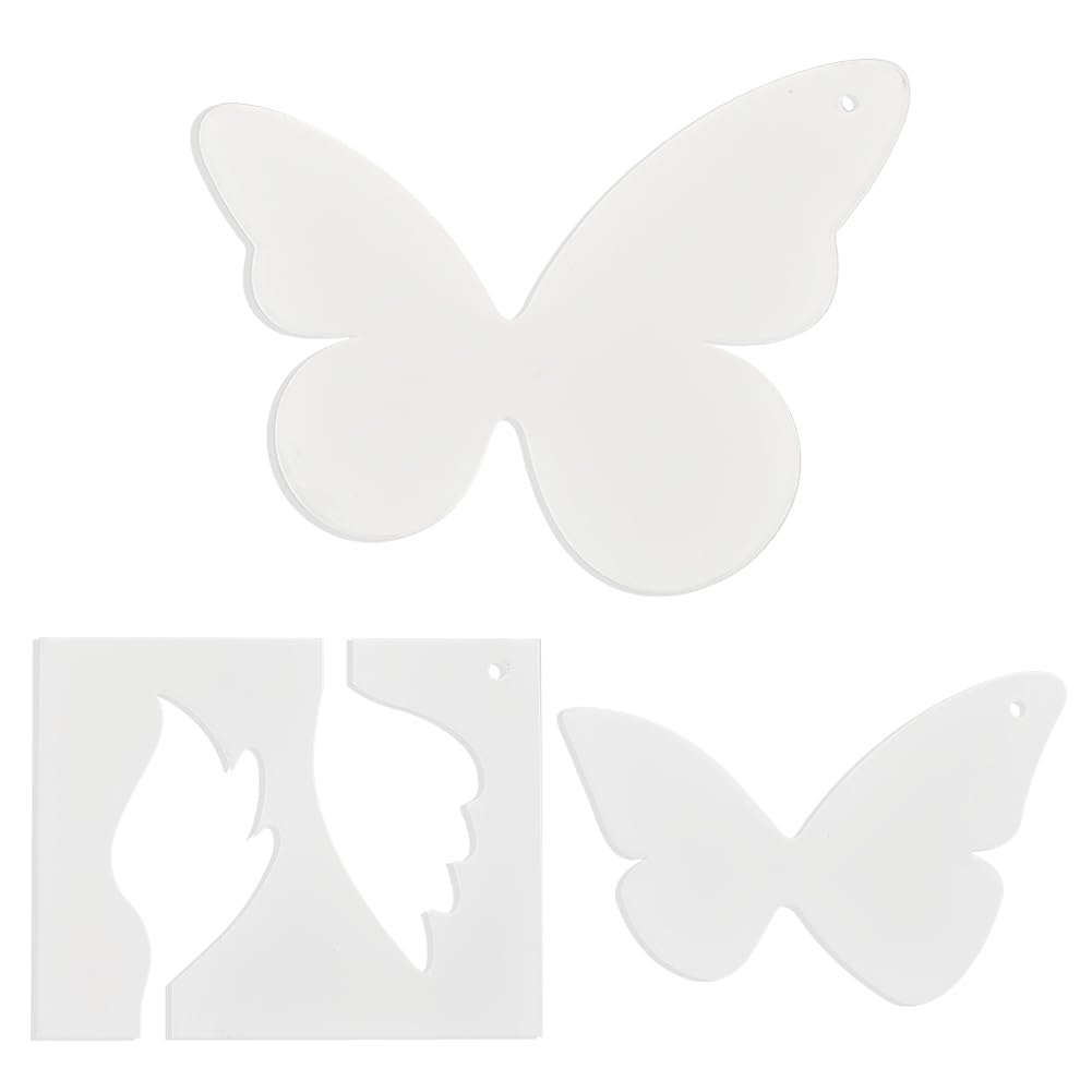 DELORIGIN 3pcs Butterfly Quilting Rulers and Template 3 Styles Acrylic Wing Sewing Machine Free Motion Quilting Templates Quilting Stencil Supplies for Simple Secondary Quilting Design