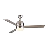 Canarm Citie 52 inch Ceiling Fan with Flat Opal Glass Light Kit - Brushed Nickel with Reversible Maple and Silver Blades