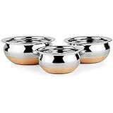IndiaBigShop Stainless Steel Copper Bottom Handi Set of 3