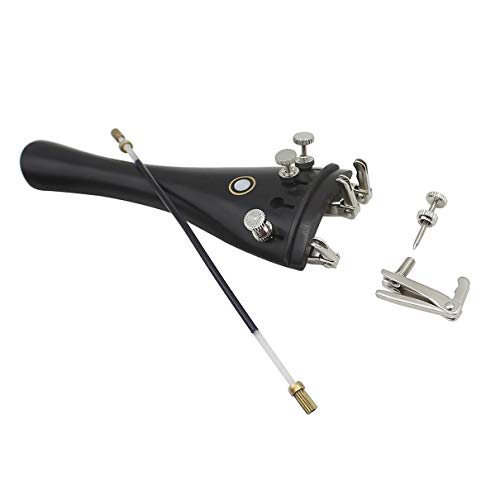 New 4/4-3/4 Black Big Adult Ebony Violin Tailpiece with Copper Fine-Tuning For Professional Violin Use Parts & Accessories - Thumbnail 6