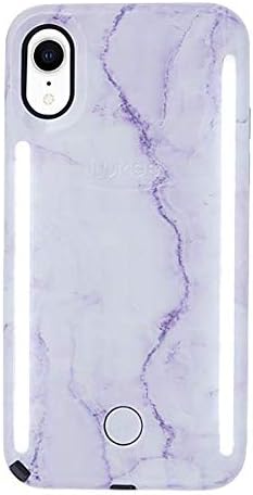 LuMee Duo Phone Case, Lavender Marble | Front & Back LED Lighting, Variable Dimmer | Shock Absorption, Bumper Case, Selfie Phone Case | iPhone XR Only