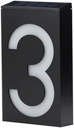 JIAEN Doorplate LED Light Solar Power Number Sign House Hotel Door Address Plaque Mailbox Digit Plate (No.3)
