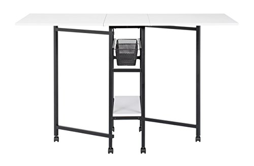 Studio Designs 13378 Standing 36-Inch Fixed Height Craft/Cutting Table with Storage Baskets, Charcoal/White