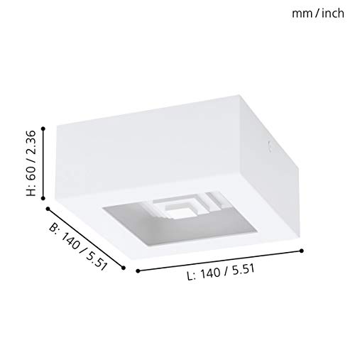 EGLO Ferreros Led-plafondlamp, 1 lichts moderne lamp van staal en kunststof, voor woonkamer, keuken of hal, wit - Afbeelding 3