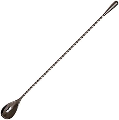 Cocktail Mixing Spoons Black Plated with Tear Drop Twisted Handle,30 cm
