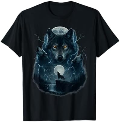 Amazon.com: Wolf T-Shirts - Split Face Wolf Shirts Magical Wolves