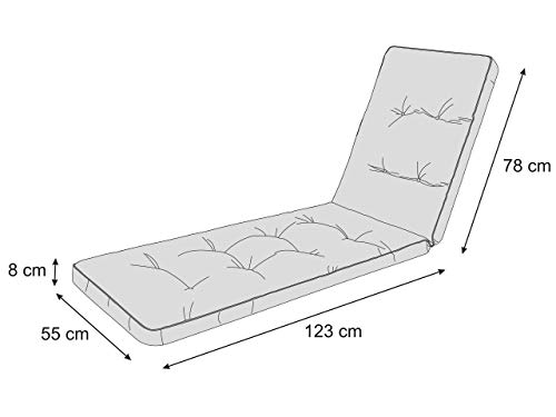 HOBBYGARDEN Auflagen für Deckchair, Liegenauflage, Gartenliege Auflage 201x55x8 cm Bequeme Polsterauflage für Sonnenliege, Rastplatz, Liegestuhl, Kissen in Anthrazit – Bild 4