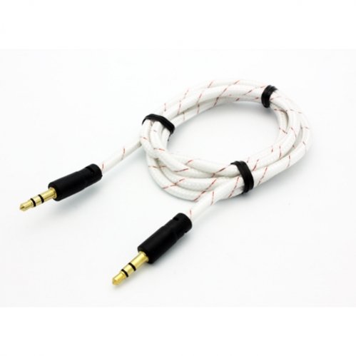 SELNA White Tangle Free Braided Wire Car Audio Stereo Aux Cable Auxiliary Adapter for Net10 / Straight Talk / Tracfone ZTE Merit - ZTE Midnight - ZTE Savvy - ZTE Valet - ZTE Whirl - ZTE Illustra - ZTE Unico LTE - ZTE Majesty - ZTE Solar / Nubia Mini / Ava