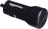 AmazonBasics Dual-Port USB Car Charger Adapter for Apple and Android Devices, 4.8 Amp, 24W, Black