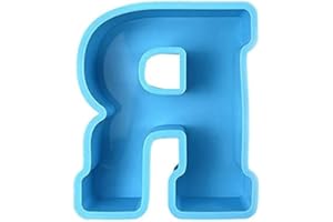 NMVED Large Size 3D Alphabet Epoxy Resin Silicone Mold, Capital Letter Symbol Mold, DIY Crystal Word Sign Epoxy Casting Molds for Art DIY Craft, Home Decoration, Jewelry Making Tool,Party Decoration Mold（R)