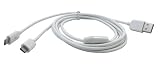 CERRXIAN 3Ft USB 2.0 Type A Male to 2 Micro USB Male Splitter Y Data Charge Connector Adapter Cable (White)