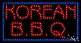 LED Korean BBQ Sign for Business Displays | Rectangle Electronic Light Up Sign for Restaurants, Cafés, Diners | 17"H x 32"W x 1"D