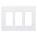 Lutron Claro 3 Gang Decorator Wallplate, CW-3-WH, White primary