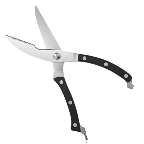 Heavy Duty Stainless Steel Kitchen Shears With Spring Loaded Handle And Professional Blade Poultry Scissors For Spatchcock Turkey Lobster And Bone By Proshear (Black)