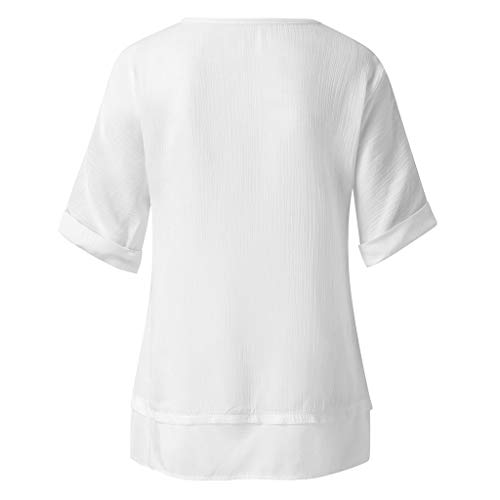 image for Dainzuy Women Tops Linen and Cotton Crew-Neck Short Sleeve T-Shirts Ca