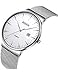 Mens Watch Silver Fashion Minimalist Wrist Watches for Men Analog Quartz Waterproof Date Watch with Stainless Steel Milanese Mesh Band