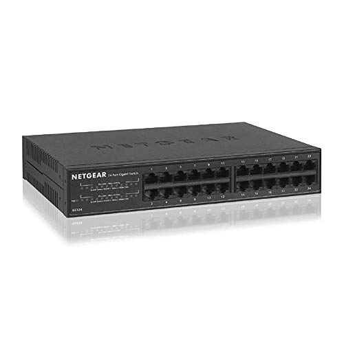 NETGEAR 24-Port Gigabit Ethernet Unmanaged Switch (GS324) - Desktop/Rackmount, Fanless Housing for Quiet Operation