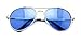 Vision World Eyewear - Colorful Silver Metal Aviator With Color Lens Sunglasses (Blue lens)