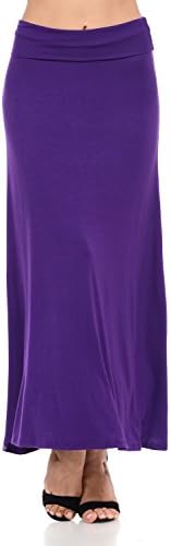 Shamaim Womens Fold Over Maxi long Skirt Purple 2X-Large