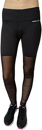 DEUCE SPORTS TANGO Womens Black Three Quarter Mesh Yoga Fitness Leggings Black