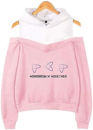 Hunoo TXT Off The Shoulder Hoodie Yeonjun Soobin Taehyun Kai Beomgyu Jacket Sweater