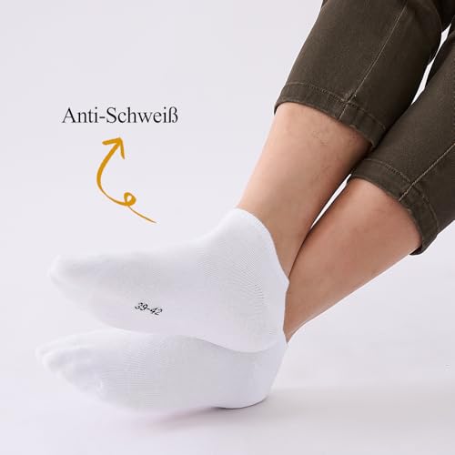 Niorasen Sneaker Socks Men Women 39-42 43-46, 10/20 Pairs Cotton Short Trainer Socks Half Socks, Black, White, Grey, 35-38, 47-50